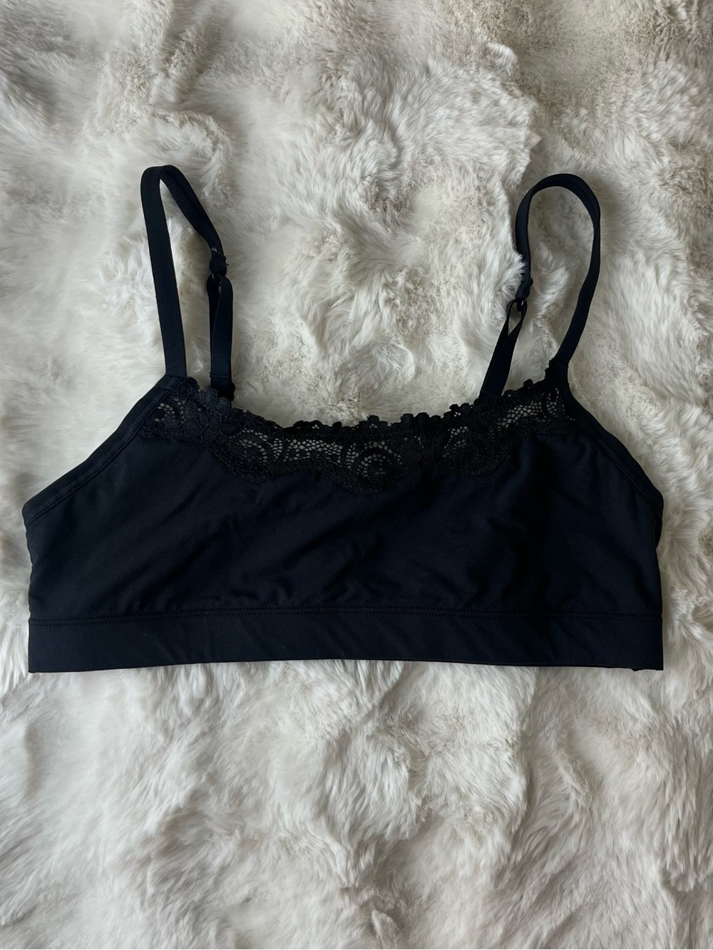 No Boundaries Black Lace Trim Bralette Adjustable Strap Bra Top Small